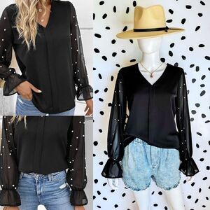 Black Pearl Sleeve Blouse